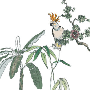 Alternative view of Chanting Parrot Cushion