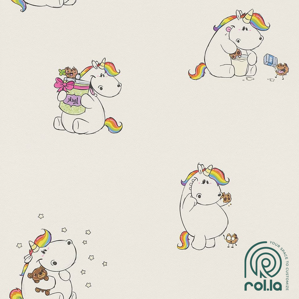 211900: Playful Unicorn Rasch Wallpaper Roll