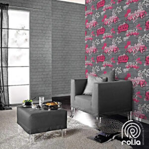 237818: Purple Graffiti Rasch Wallpaper Roll