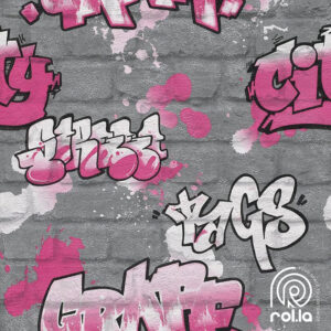 237818: Purple Graffiti Rasch Wallpaper Roll