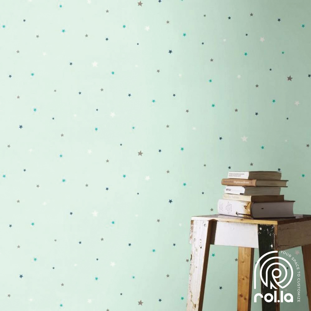 245240: Mint Stars Rasch Wallpaper Roll