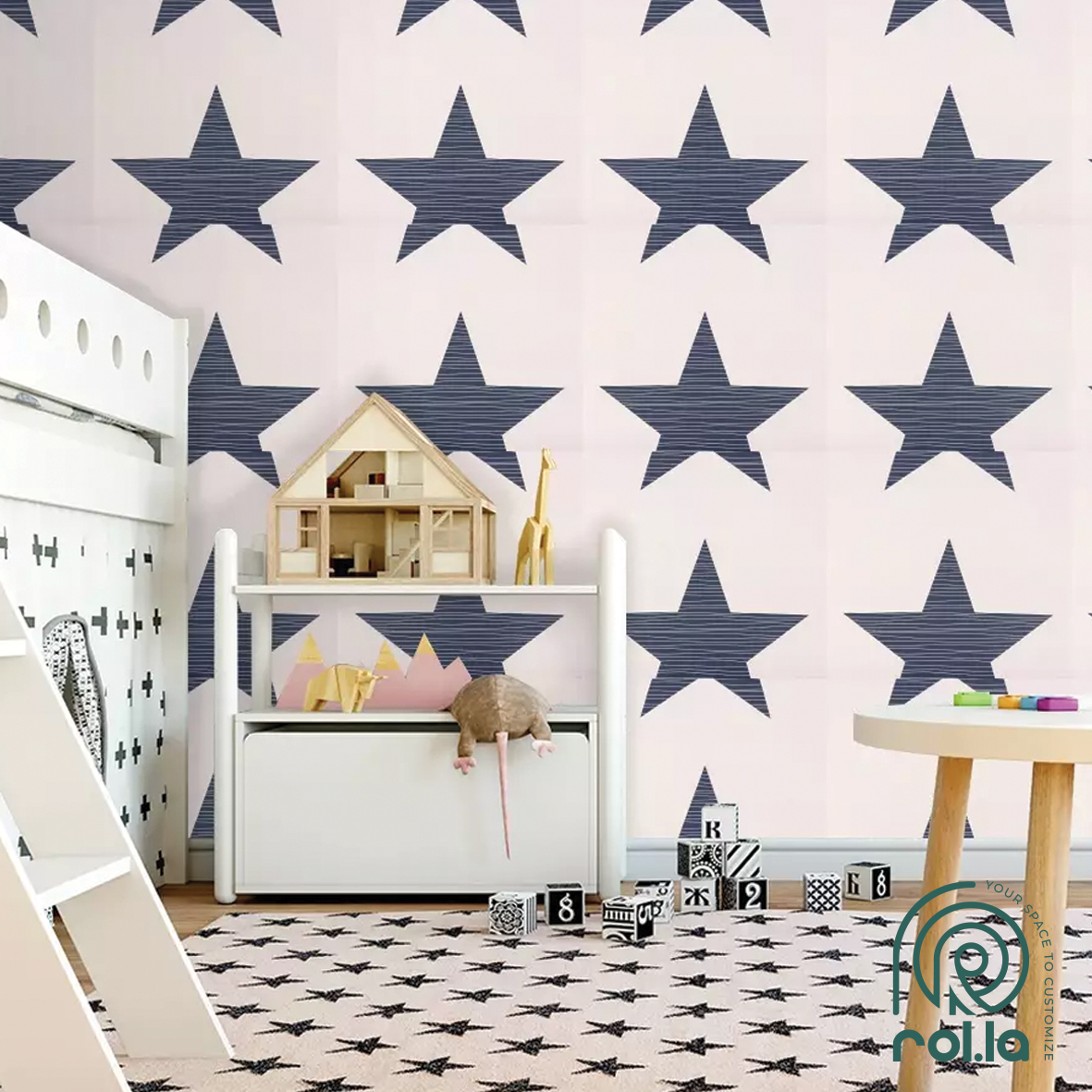 245523: Navy Stars Rasch Wallpaper Roll