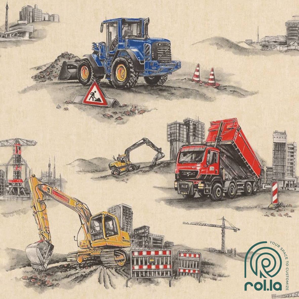 293500: Young Builders Rasch Wallpaper