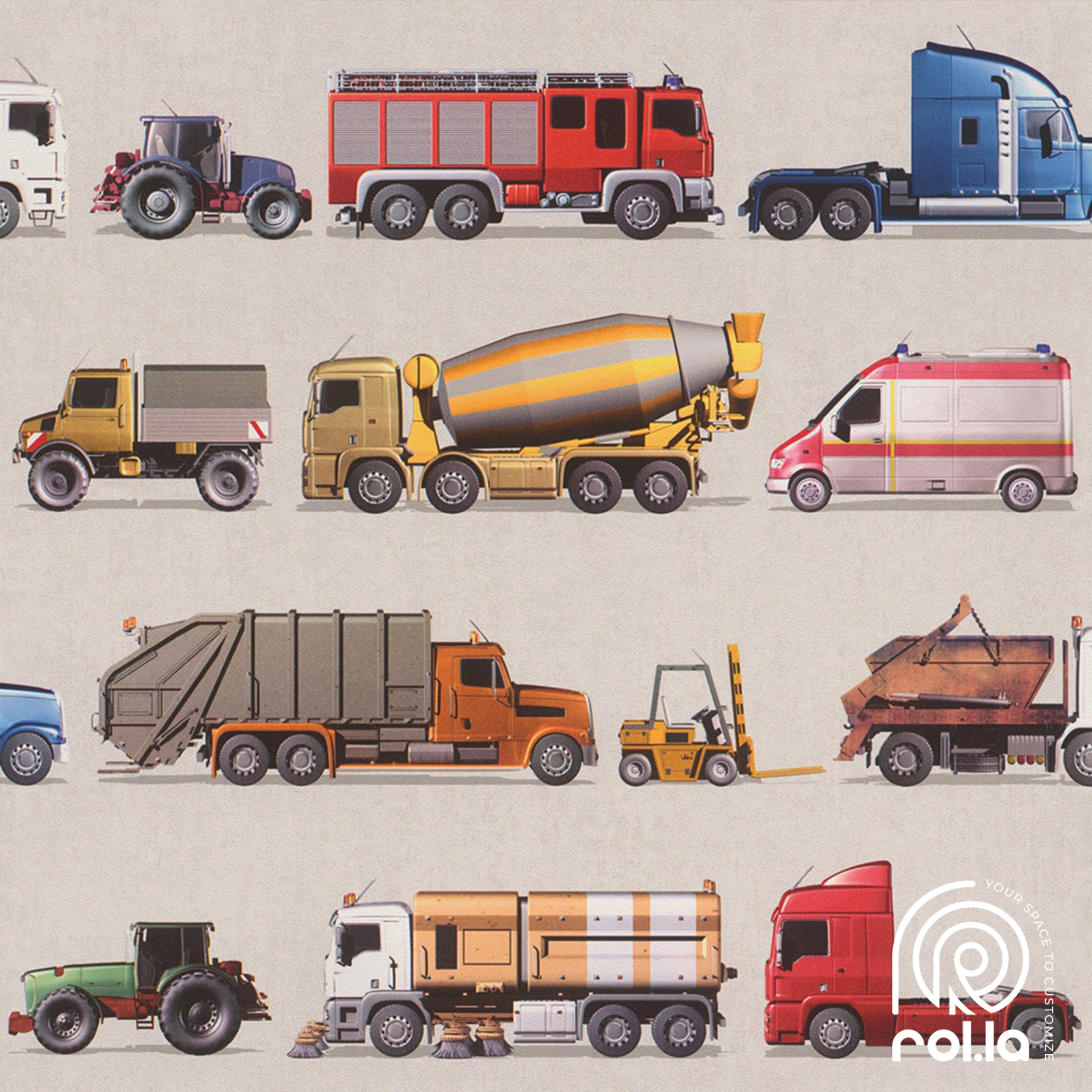 293906: Trucks Rasch Wallpaper Roll