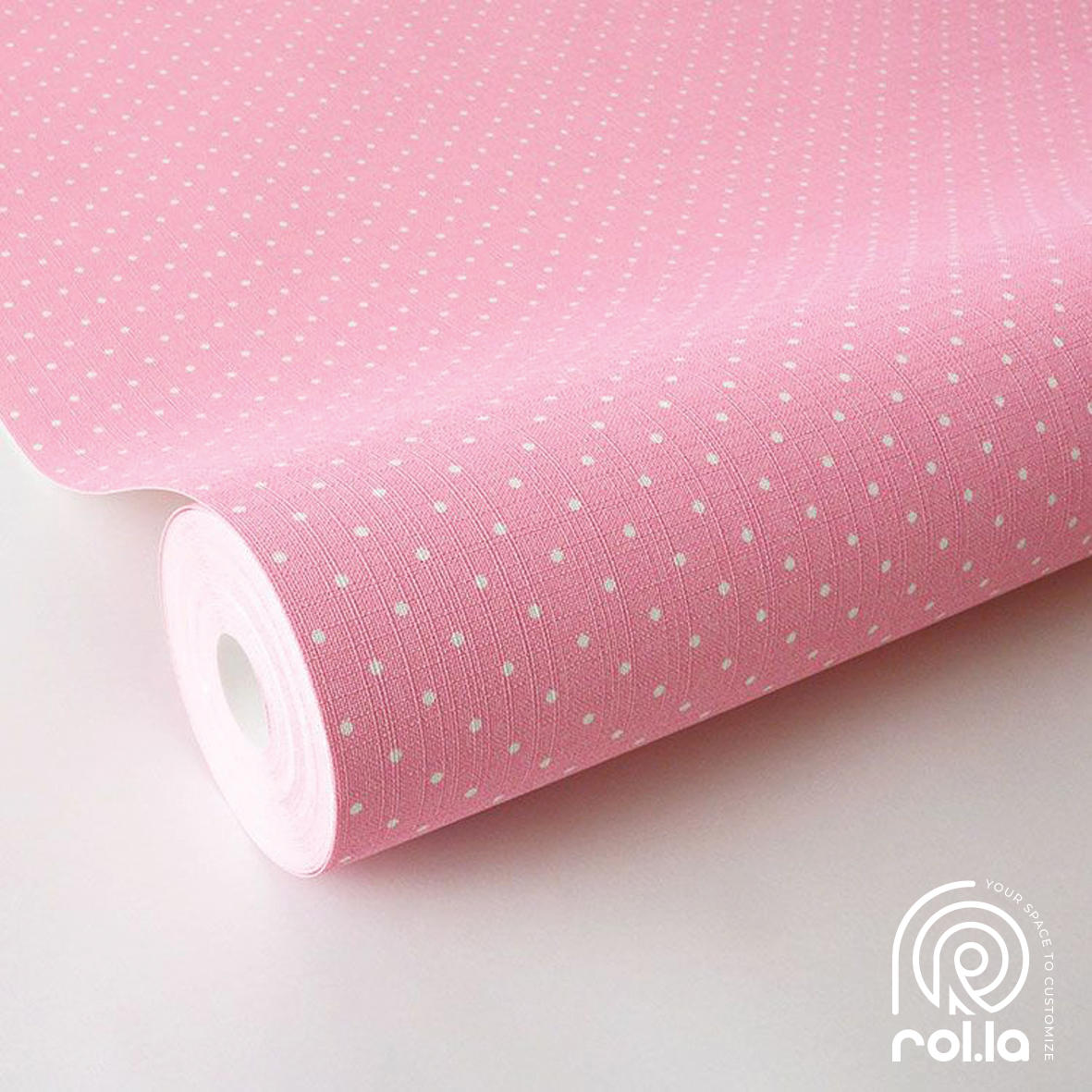 442304: Pink dots Rasch Wallpaper Roll • White dots with a pink background • Adds a feminine soft touch to a girl’s bedroom • Rasch German Made Wallpapers • Material: Linen textured paper • Roll size: 10.05 meters long and 0.53 meters wide • 1 Roll fits a 5-meter square wall • Washable: cleaned with a damp cloth or sponge • Light Fastness: resistant to fading from light exposure