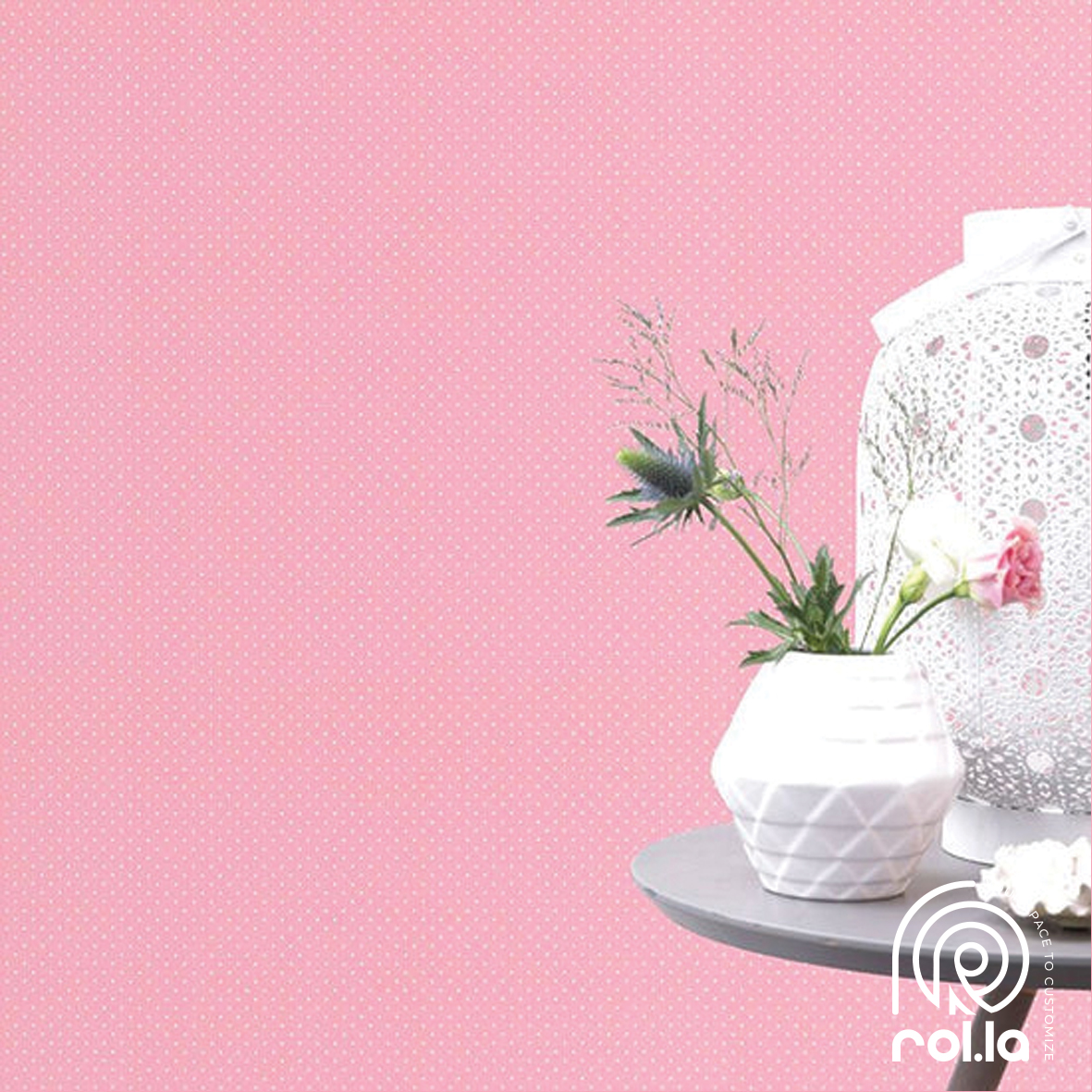 442304: Pink dots Rasch Wallpaper Roll • White dots with a pink background • Adds a feminine soft touch to a girl’s bedroom • Rasch German Made Wallpapers • Material: Linen textured paper • Roll size: 10.05 meters long and 0.53 meters wide • 1 Roll fits a 5-meter square wall • Washable: cleaned with a damp cloth or sponge • Light Fastness: resistant to fading from light exposure