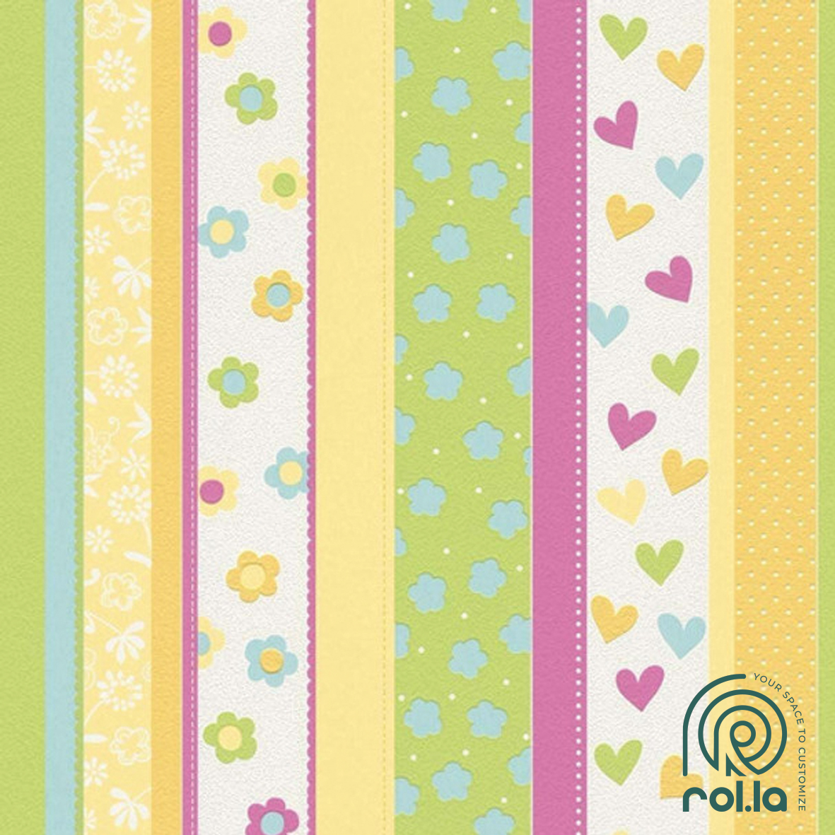 459302: Heart Strips Rasch Wallpaper Roll