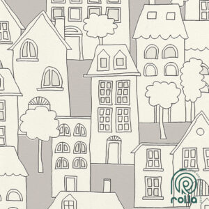 503449: Grey Houses Rasch Wallpaper Roll