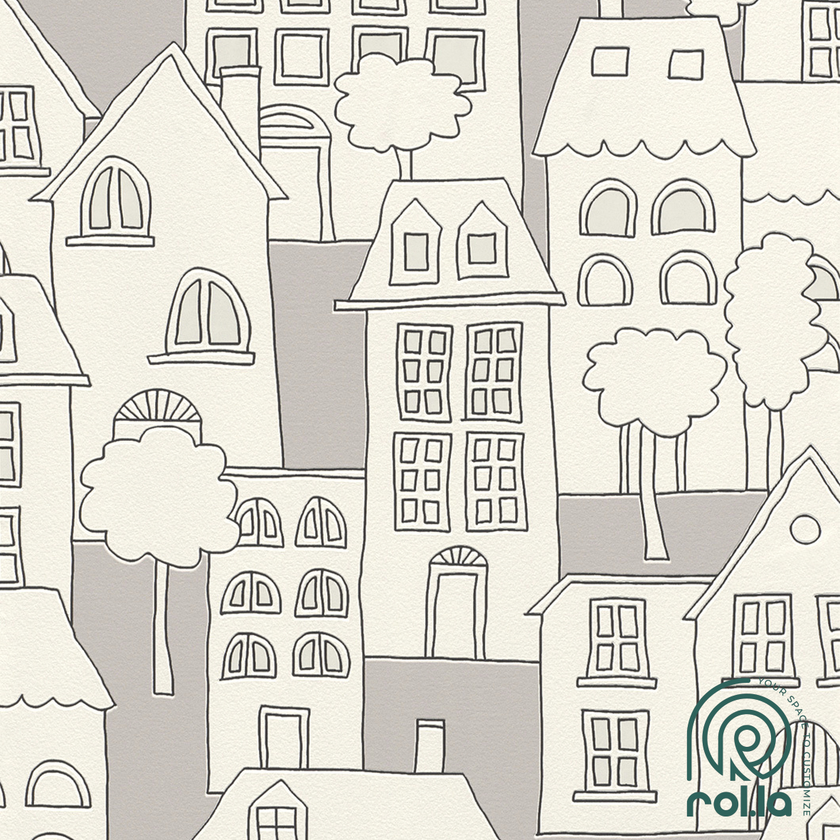 503449: Grey Houses Rasch Wallpaper Roll