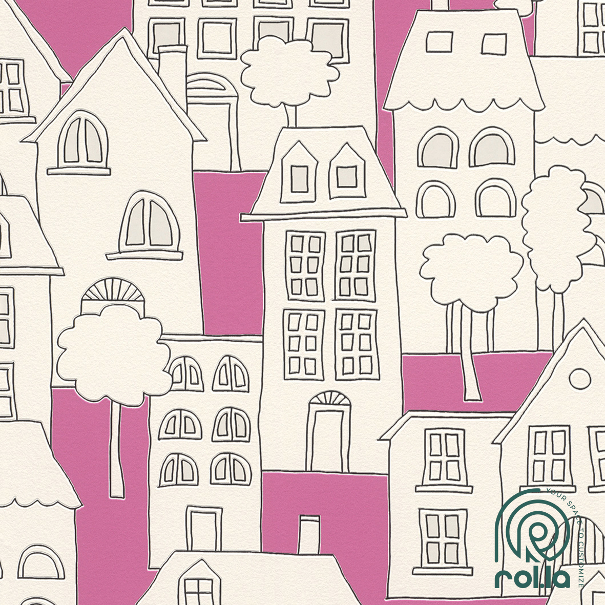 503463: Purple Houses Rasch Wallpaper Roll