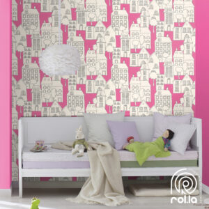 503463: Purple Houses Rasch Wallpaper Roll