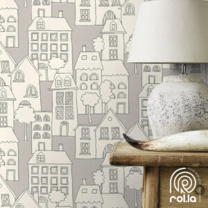 503449: Grey Houses Rasch Wallpaper Roll