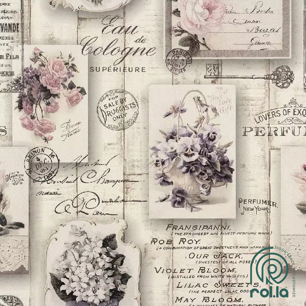 855210: Vintage Collage Rasch Wallpaper Roll